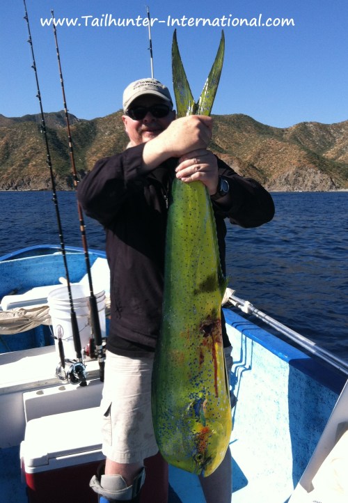 Terry Robinson from Twin Falls, Idaho, is another first-timer checking out La Paz with us.  He nailed a nice roosterfish and great dorado fishing as well like this one just outside of Bahia de Los Muertos. 