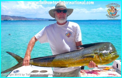Another amigo on his first time fishing with Tailhunter in La Paz, Mike Council  from Ventura CA put the hurt on this trophy dorado fishing his 2nd day north of La Paz. 