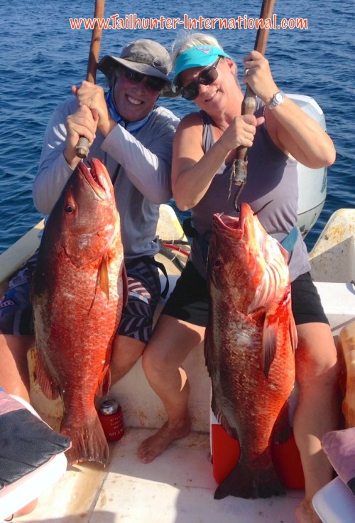 Craig and Cathy Corda hit the home runs with a paid of magnificent dog-tooth snapper! 