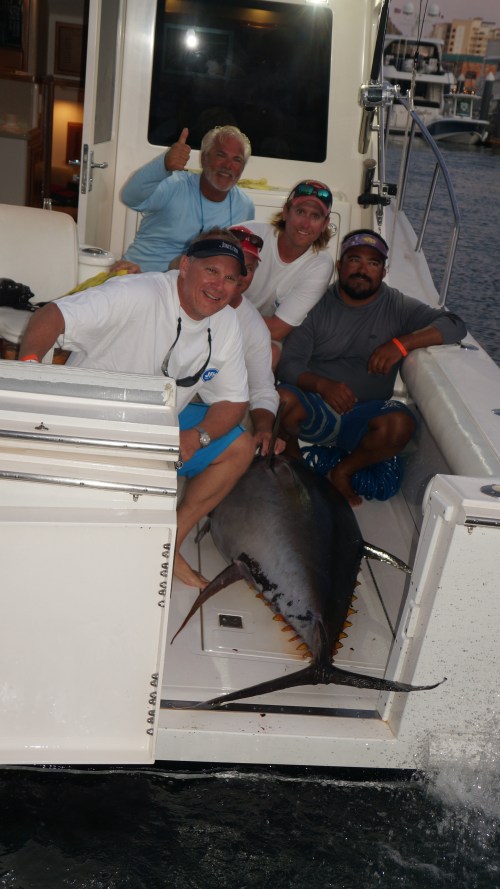 Mark Rayor's boat the "Vaquera" briefly held the money lead with this 251-pound yellowfin. This was the largest tournament in Mexico history and the largest tuna tournament in the world. 