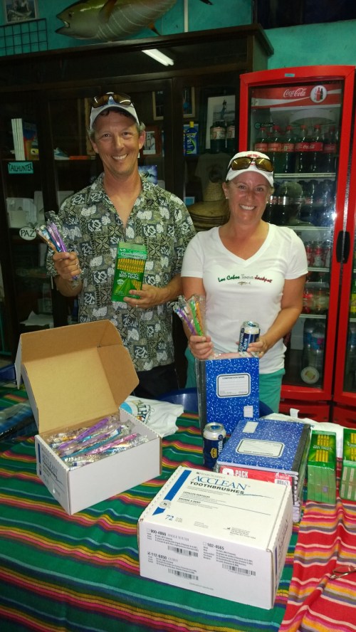 All the way from Alaska, Lonn and Emma Goldbeck brought down school supplies and toothbrushes along with some great smiles. Lonn is a guide for Hellbent Sportfishing in Alaska. Emma is a school teacher. 
